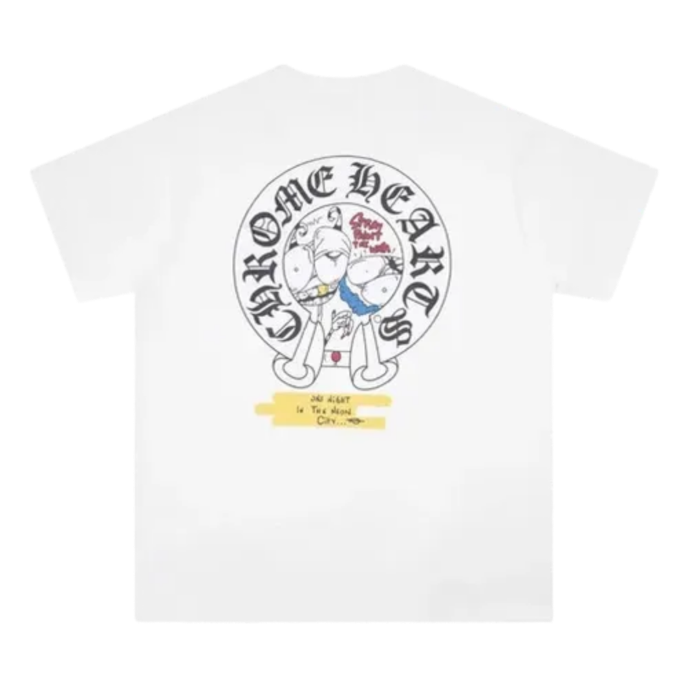 Chrome Hearts White Tee with Bold Stray Paint Artwork